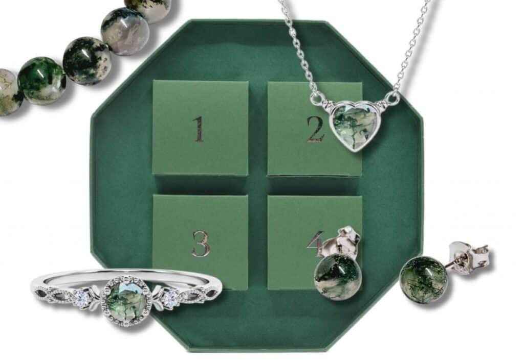 Adventní kalendář se stříbrnými šperky - MECHOVÝ